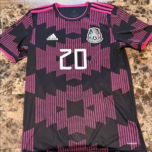 Adidas Black and Pink Mexico Soccer Jersey